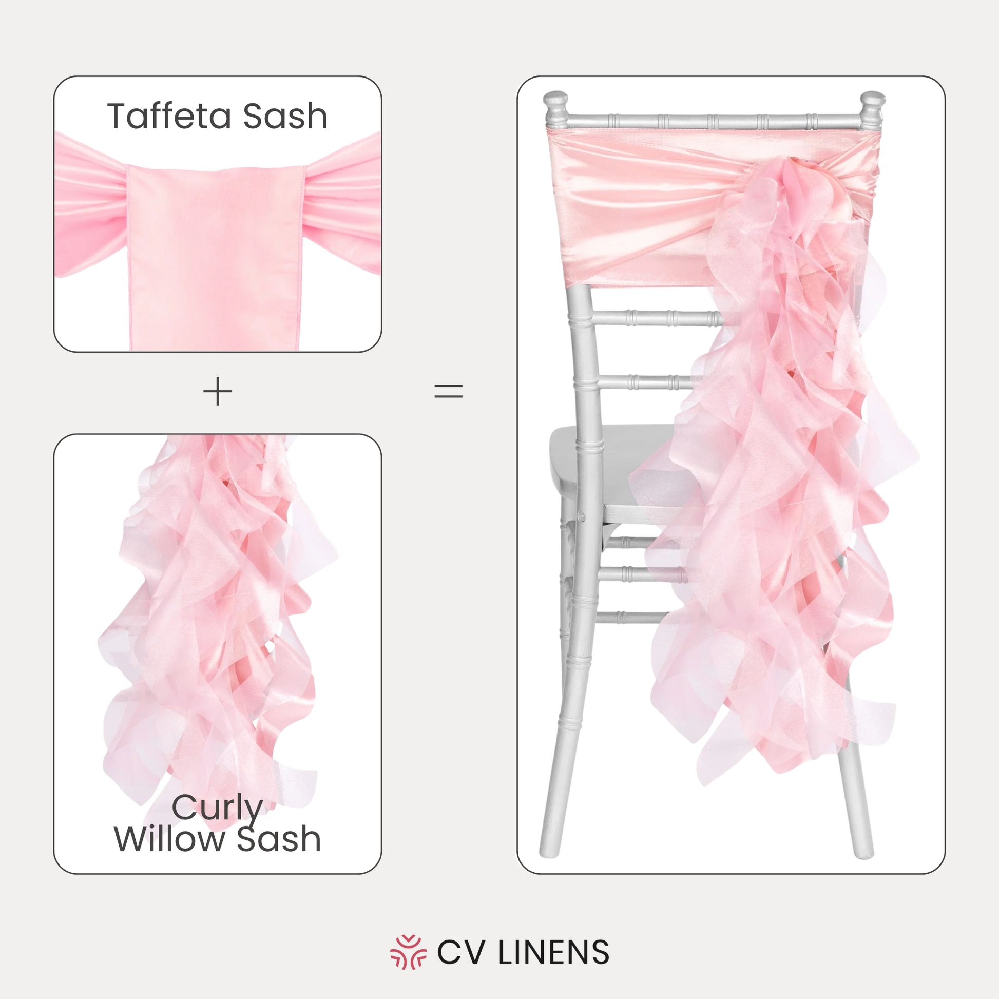 Curly Willow Chair Sash - Pink - CV Linens
