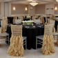 birthday celebration with Curly Willow Chiavari Chair Back Slip Cover - Gold