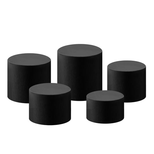 Black Spandex Covers for Cylinder Metal Cake/Dessert Pedestal Stands 5 pcs/set bundle