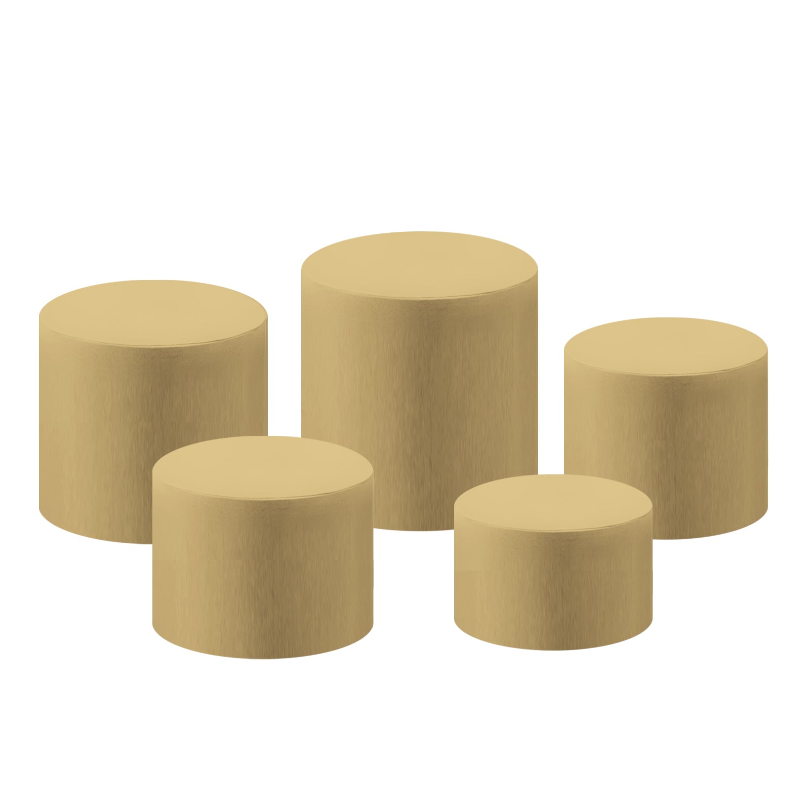 Champagne Spandex Covers for Cylinder Metal Cake/Dessert Pedestal Stands 5 pcs/set bundle