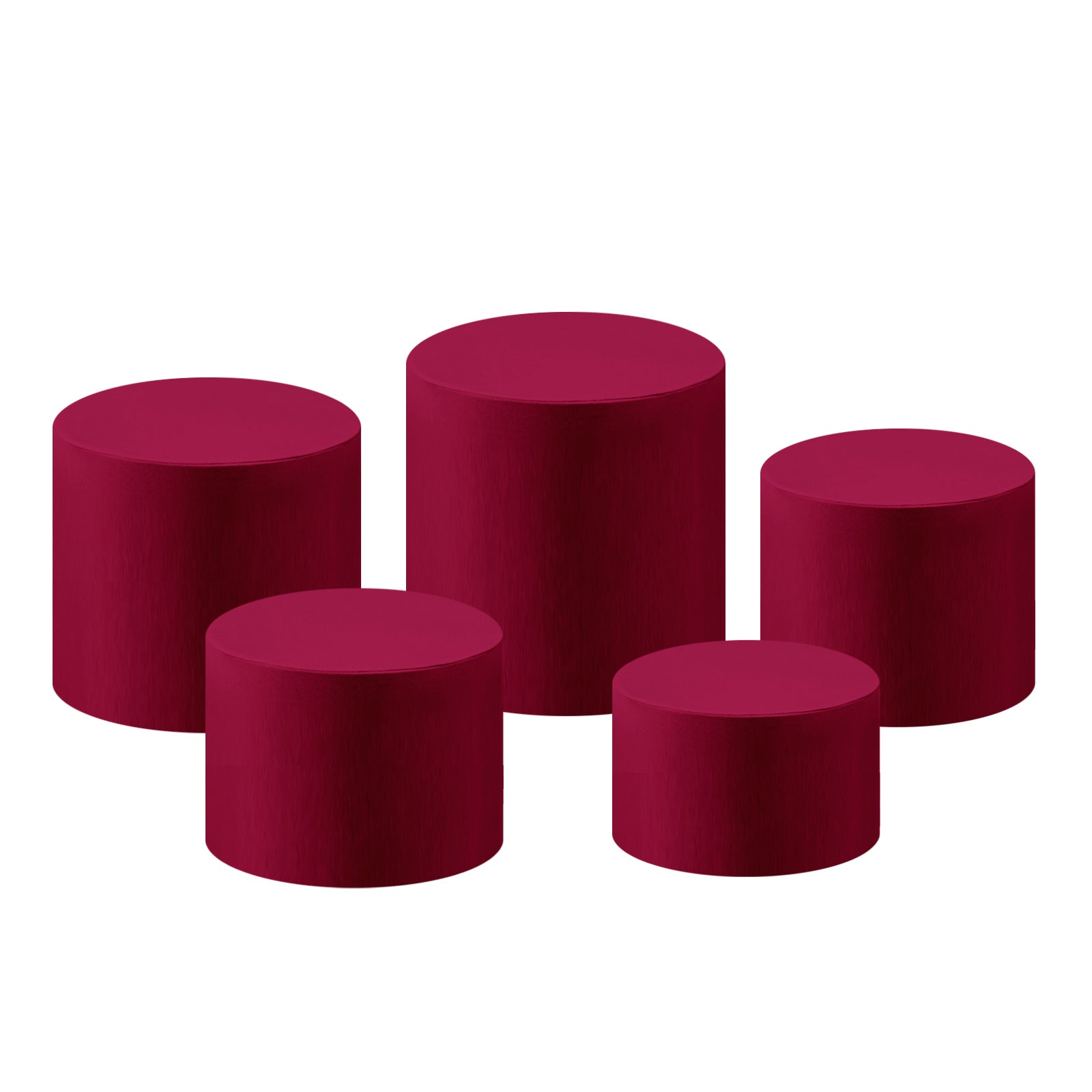 Fuchsia Spandex Covers for Cylinder Metal Cake/Dessert Pedestal Stands 5 pcs/set bundle
