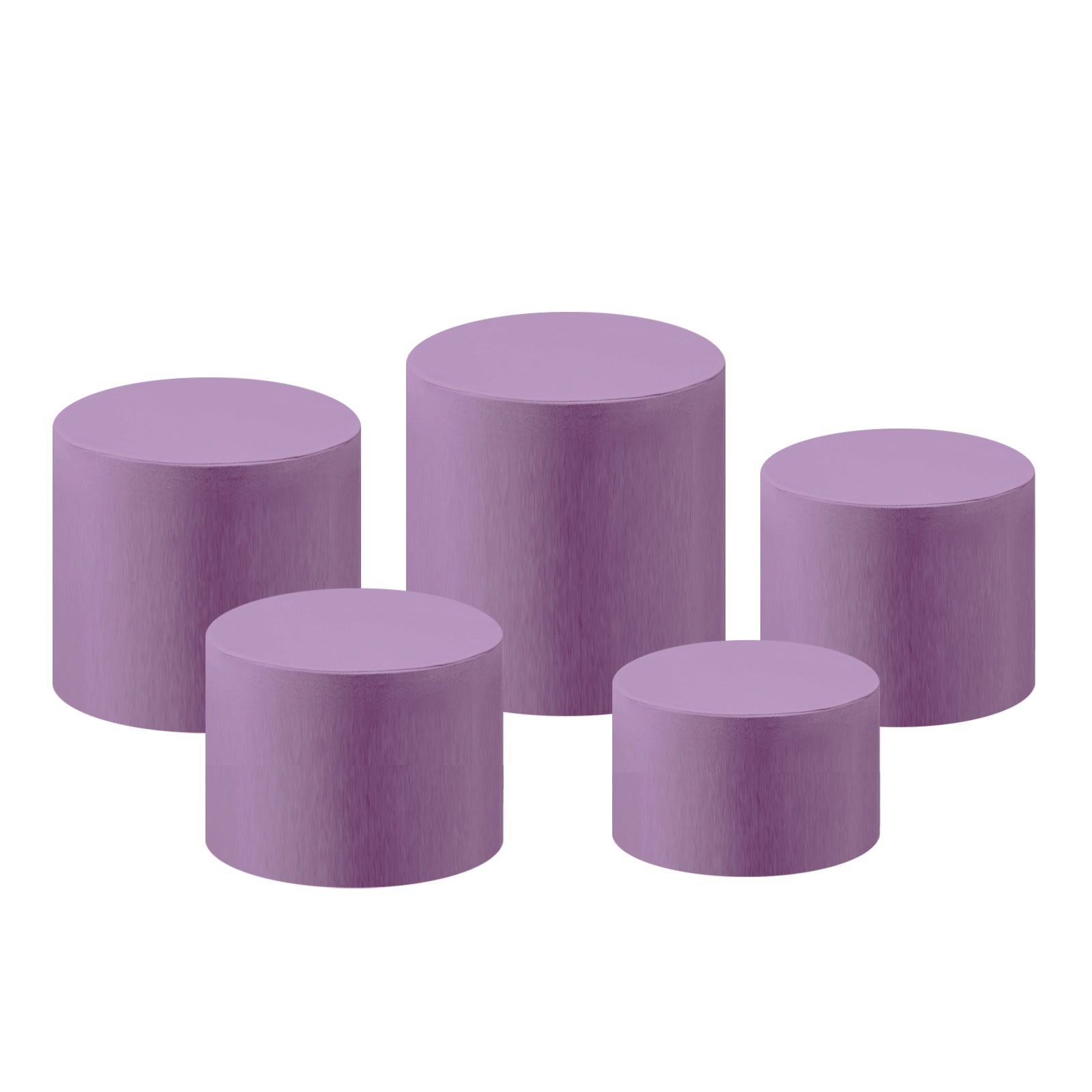 Lavender Spandex Covers for Cylinder Metal Cake/Dessert Pedestal Stands 5 pcs/set bundle