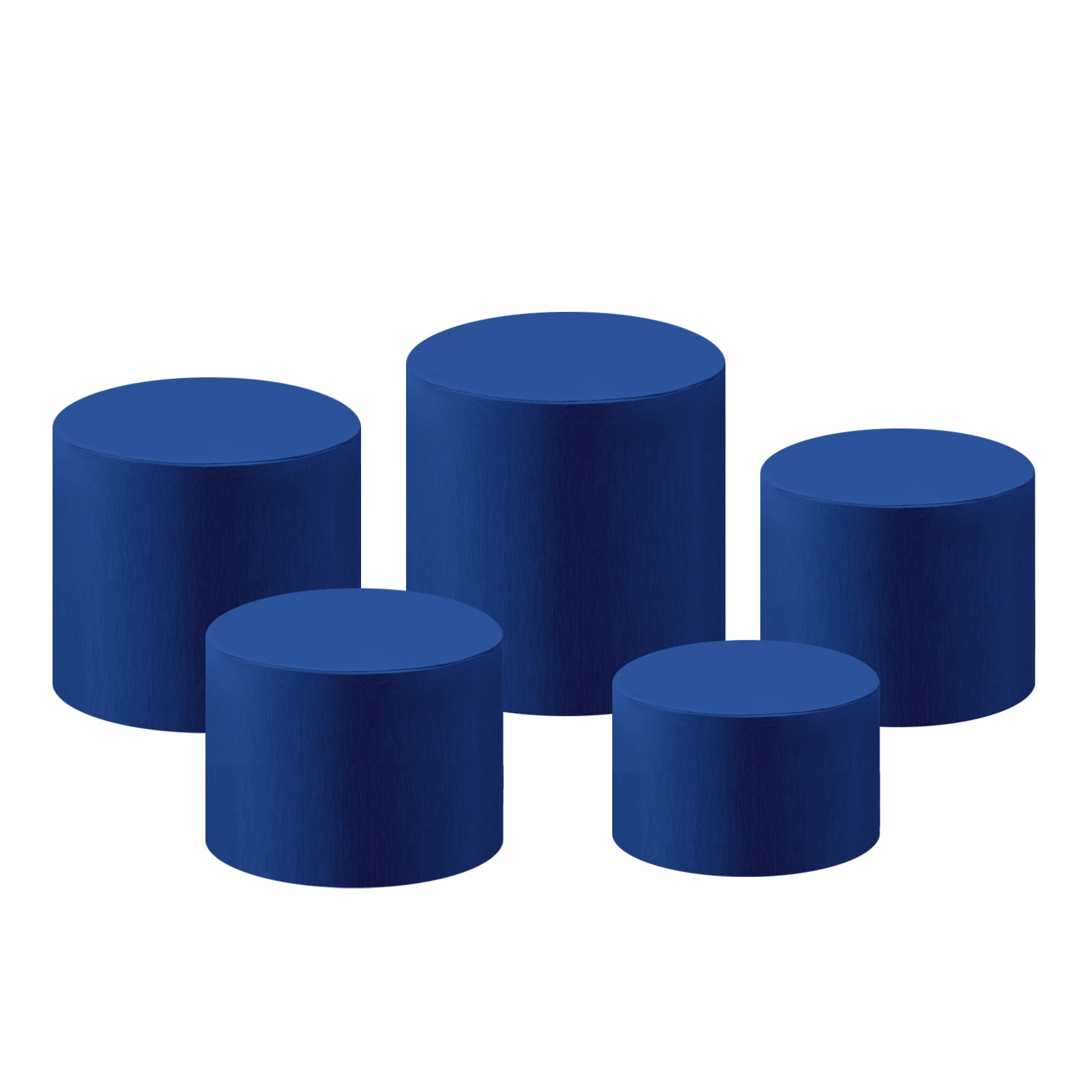 Navy Blue Spandex Covers for Cylinder Metal Cake/Dessert Pedestal Stands 5 pcs/set bundle