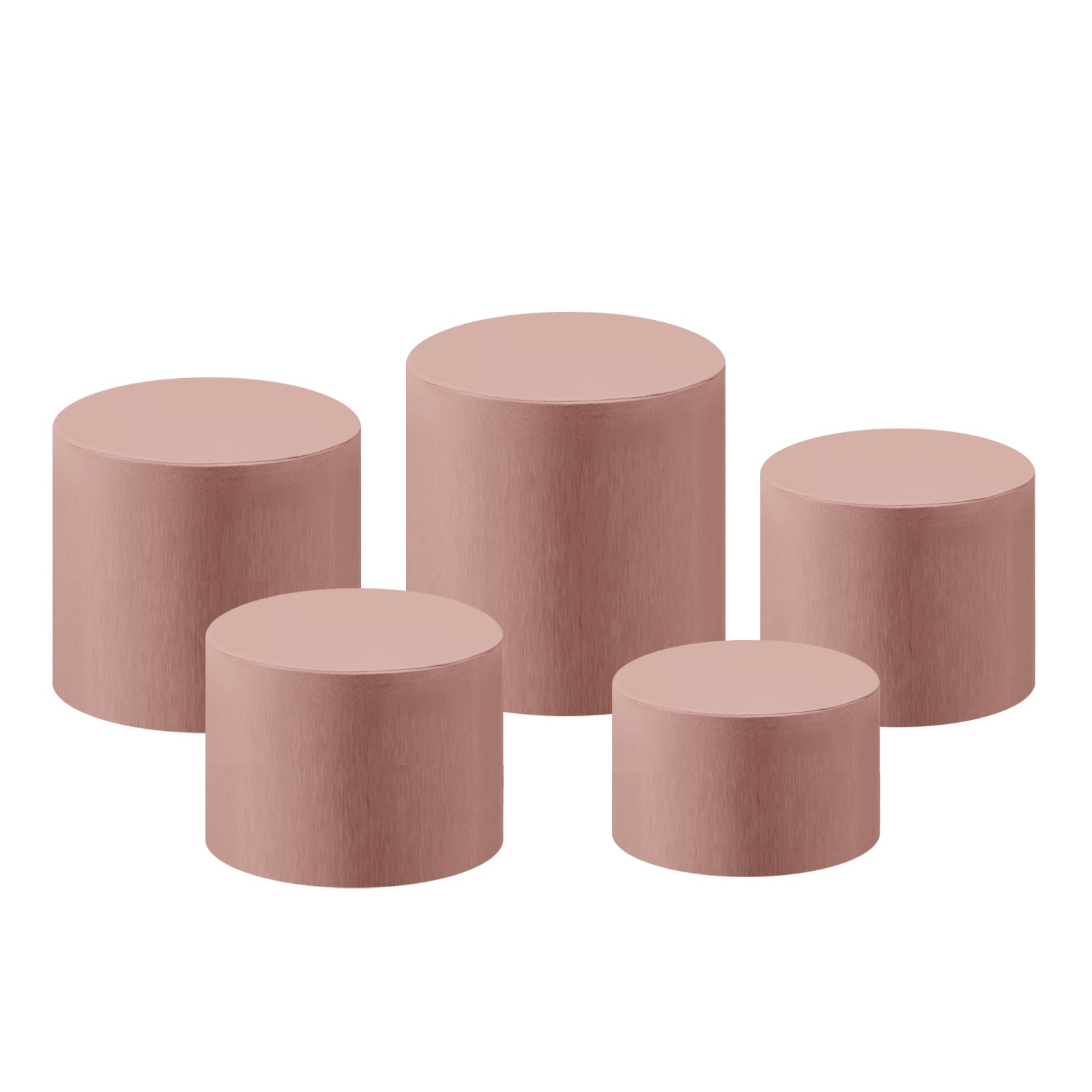 Pink Spandex Covers for Cylinder Metal Cake/Dessert Pedestal Stands 5 pcs/set bundle