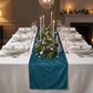 Velvet Table Runner Dark Teal - Christmas Table Setting