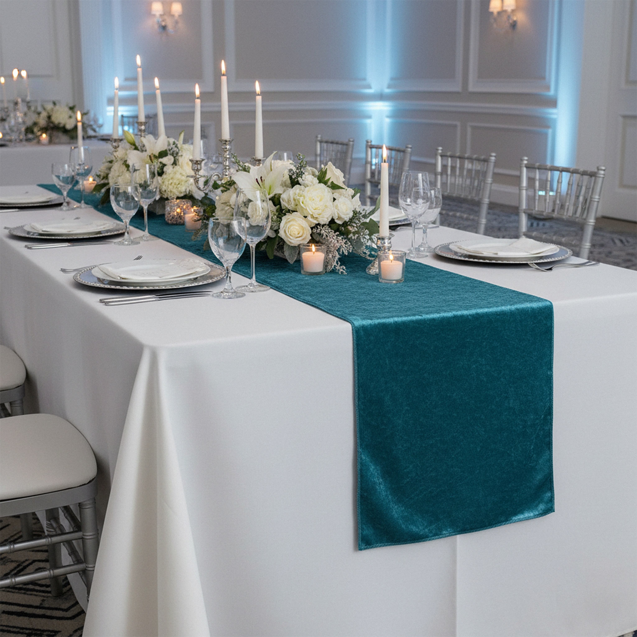 Velvet table Runner Dark Teal - CV Linens