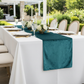Velvet Table Runner Dark Turquoise on a rectangular polyester tablecloth