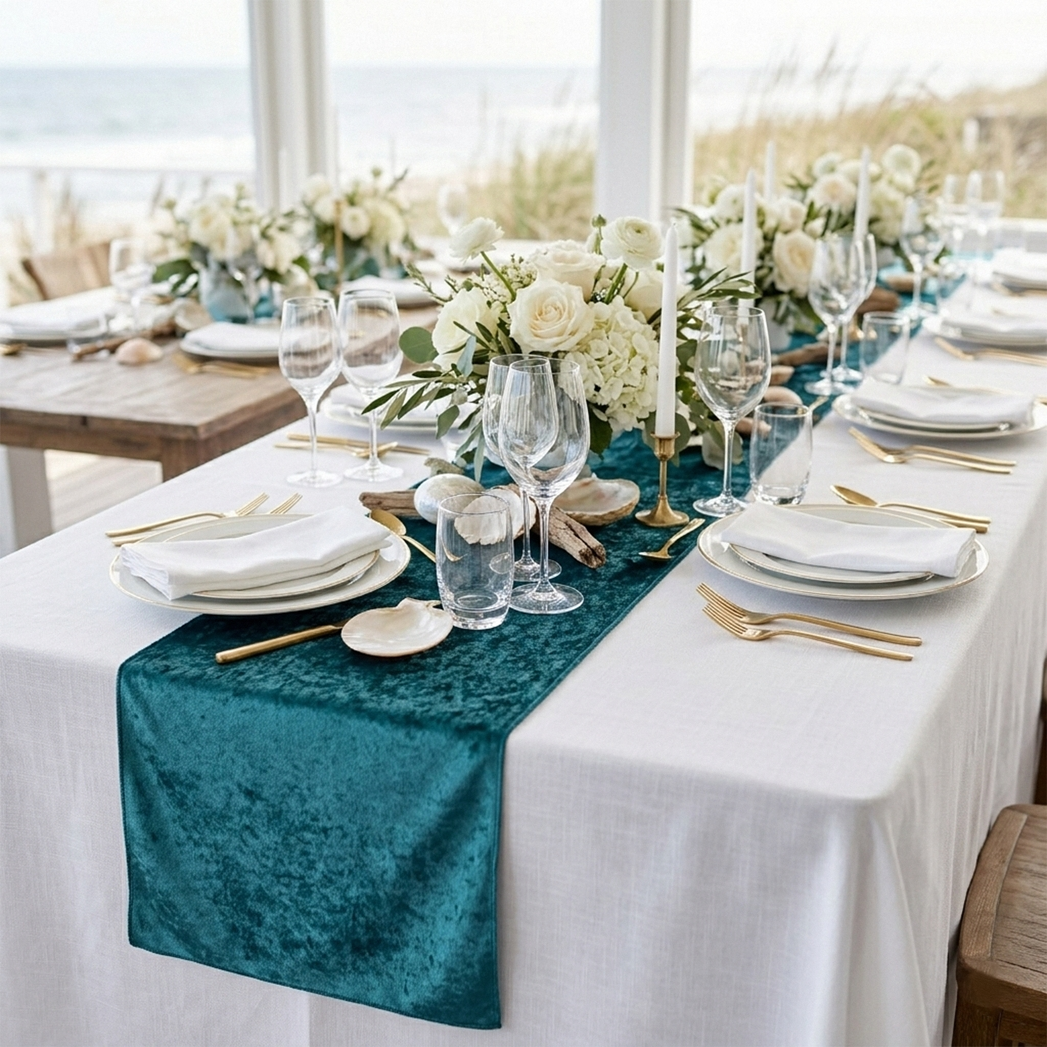 Velvet Table Runner Dark Turquoise - CV Linens