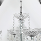 Diamond Shape Centerpiece with Hanging Chandelier Silver close up of the top of the chandelier and chain link