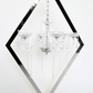 Diamond Shape Centerpiece with Hanging Chandelier Silver close up