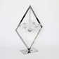 Diamond Shape Centerpiece with Hanging Chandelier Silver angled view