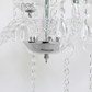 Diamond Shape Centerpiece with Hanging Chandelier Silver close up of the chandelier bottom
