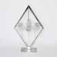 Diamond Shape Centerpiece with Hanging Chandelier Silver full view