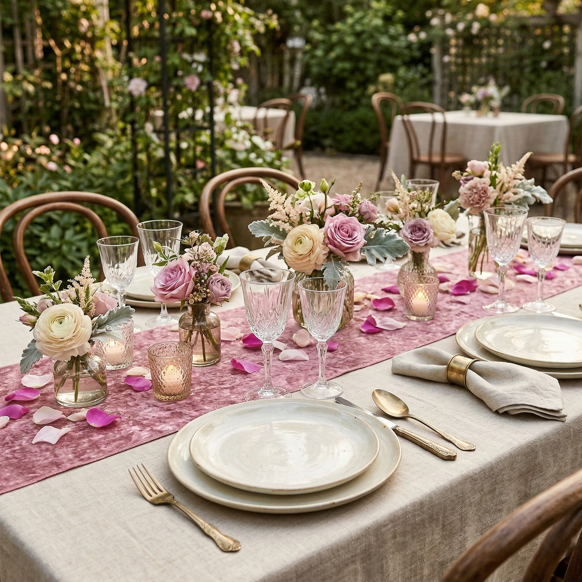 Velvet Table Runner Dusty Rose/Mauve - Outdoor Reception