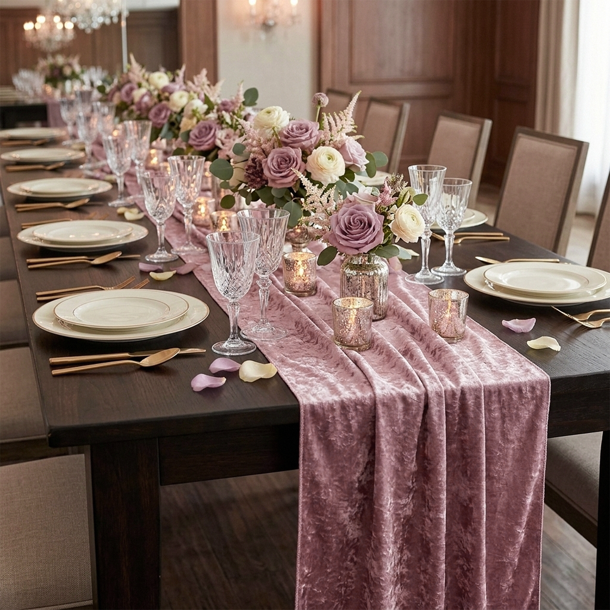 Velvet Table Runner Dusty Rose/Mauve - CV Linens