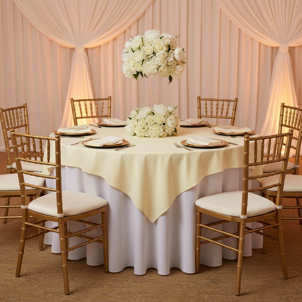 Economy Polyester Table Overlay Topper/Tablecloth 54