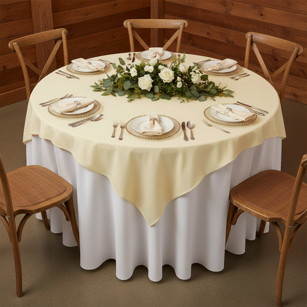 Economy Polyester Table Overlay Topper/Tablecloth 54