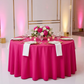 Economy Polyester Tablecloth 120" Round - Fuchsia | charger plate | napkin | wine goblet | centerpiece |