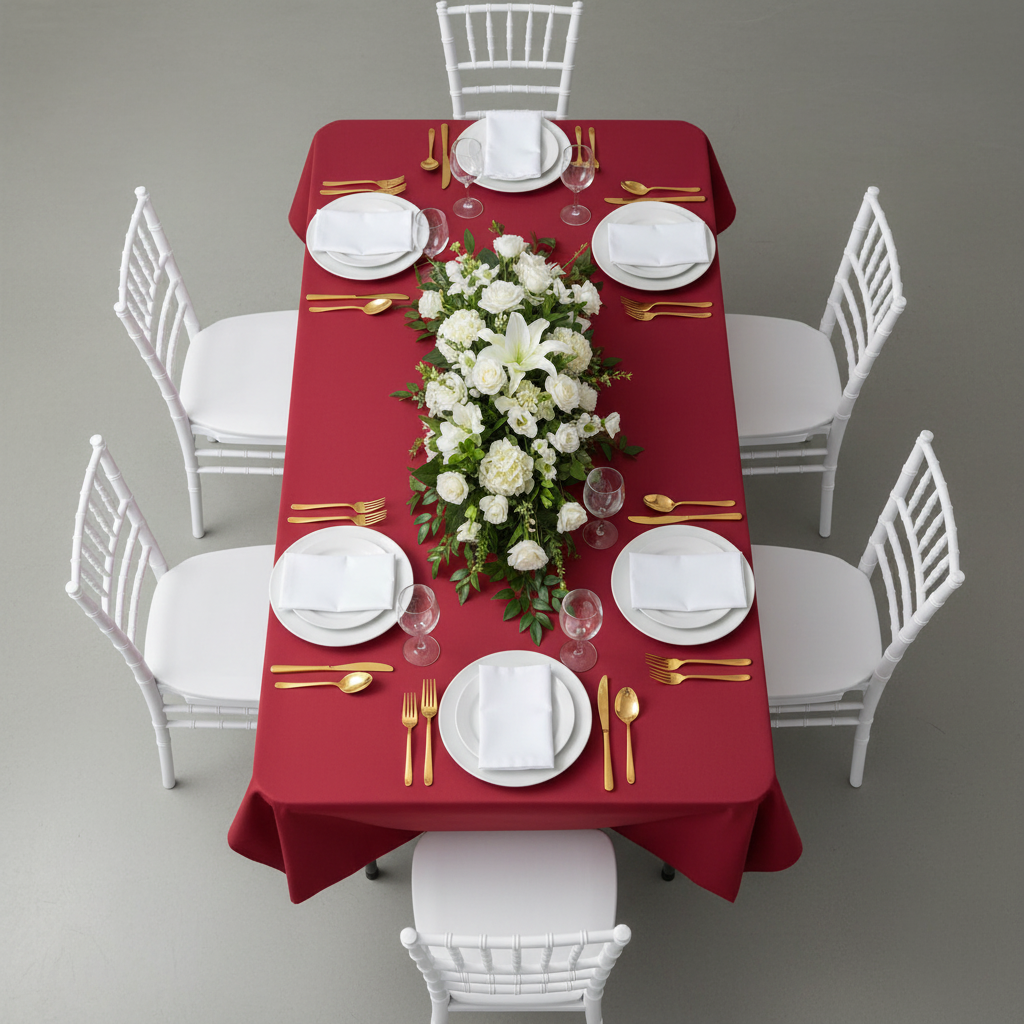 Economy Polyester Tablecloth 60"x120" Rectangular - Apple Red