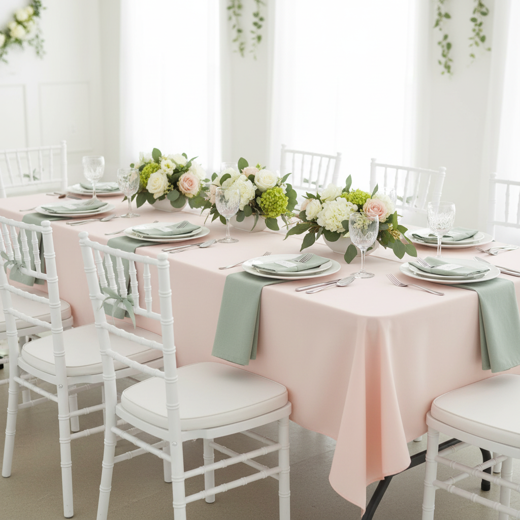 Economy Polyester Tablecloth 60"x120" Rectangular - Blush/Rose Gold