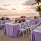beachside table setup with Economy Polyester Tablecloth 90"x132" Oblong Rectangular - Lavender