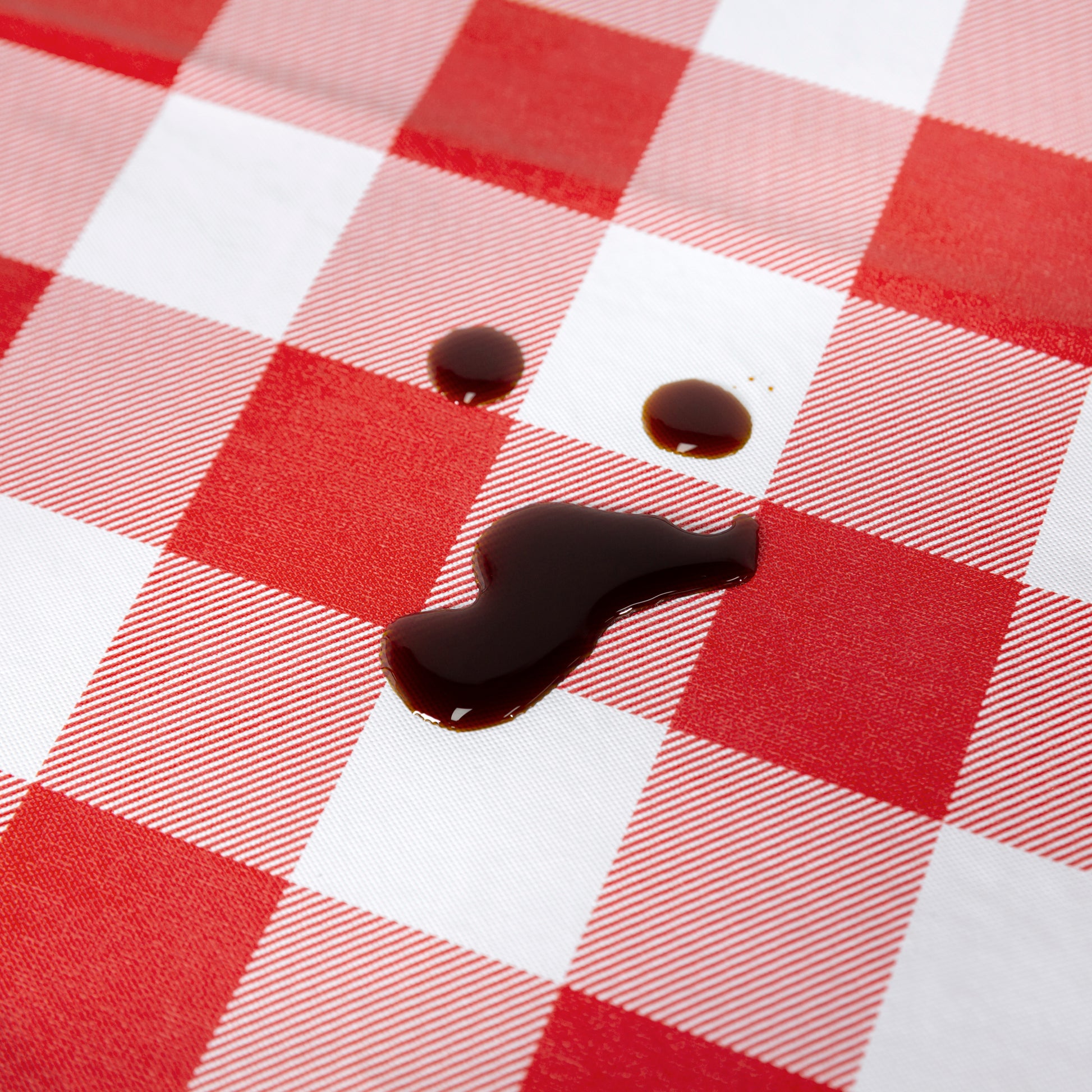Rectangular Elastic Table Top Cover 30"x48" Waterproof Vinyl Flannel Backing Checkered Design Red close up