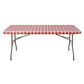 Rectangular Elastic Table Top Cover 30"x48" Waterproof Vinyl Flannel Backing Checkered Design Red full view