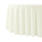 Embossed Geometric Jacquard 120" Round Tablecloth Ivory side view
