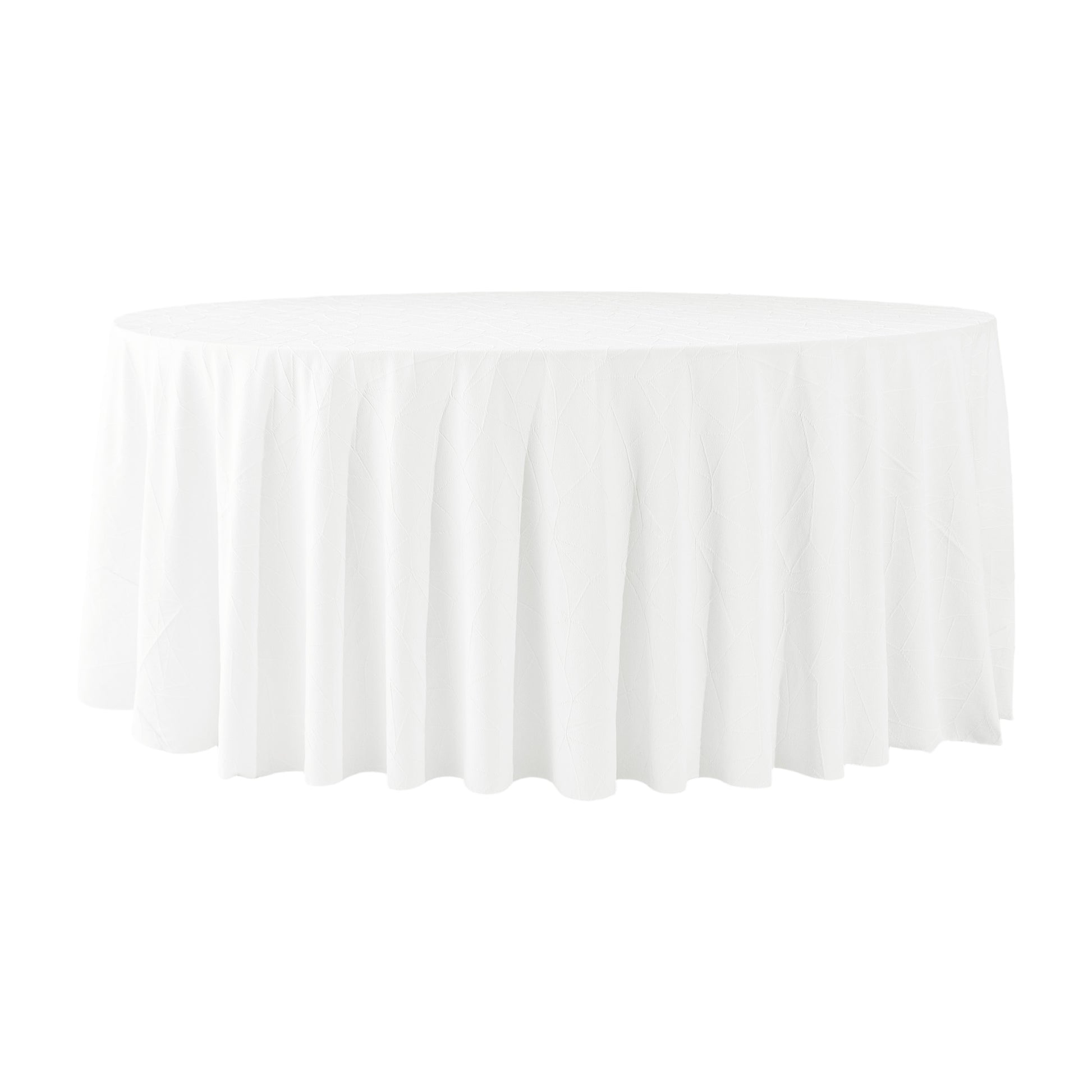 Embossed Geometric Jacquard 120" Round Tablecloth - Light Ivory/Off White front view