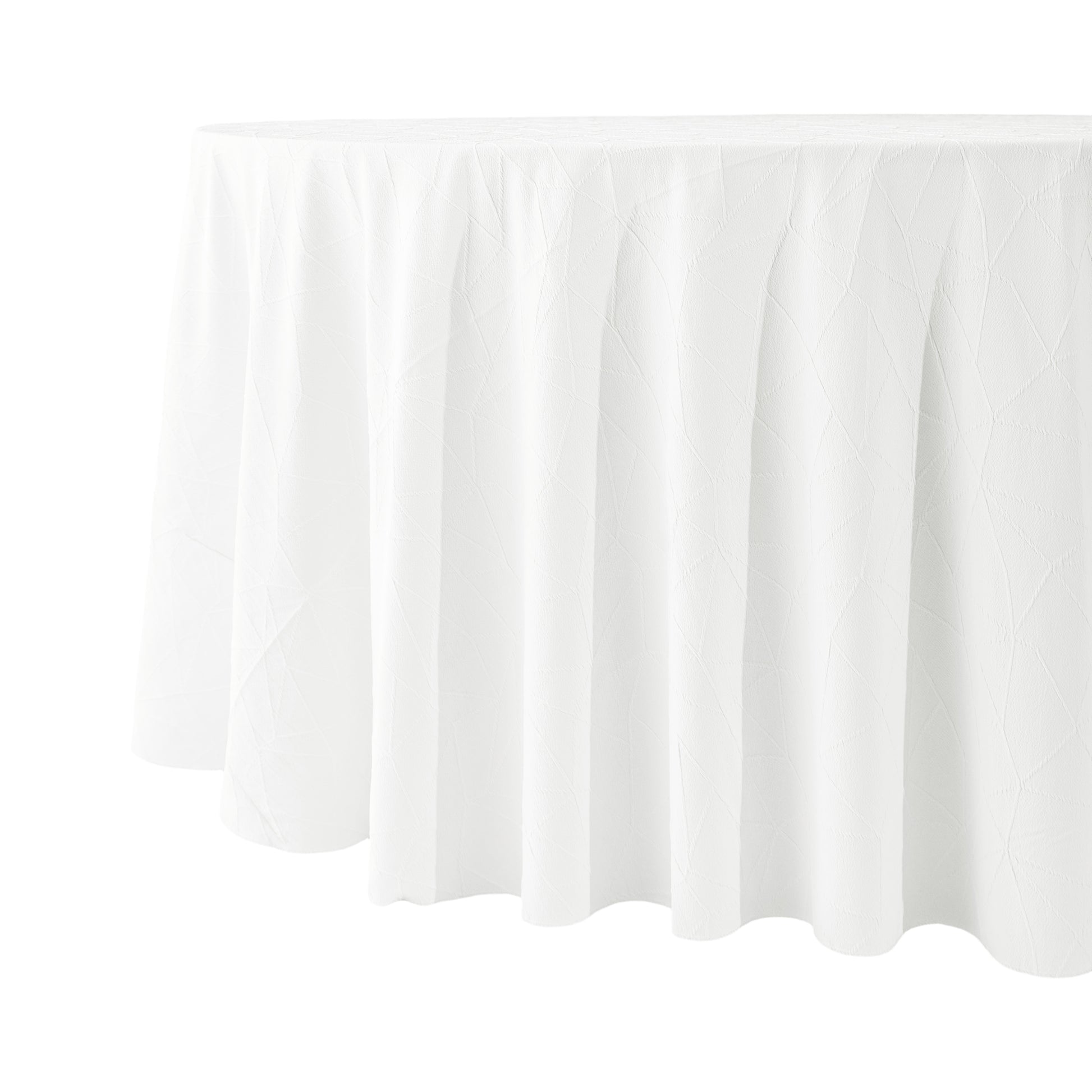 Embossed Geometric Jacquard 120" Round Tablecloth - Light Ivory/Off White side view