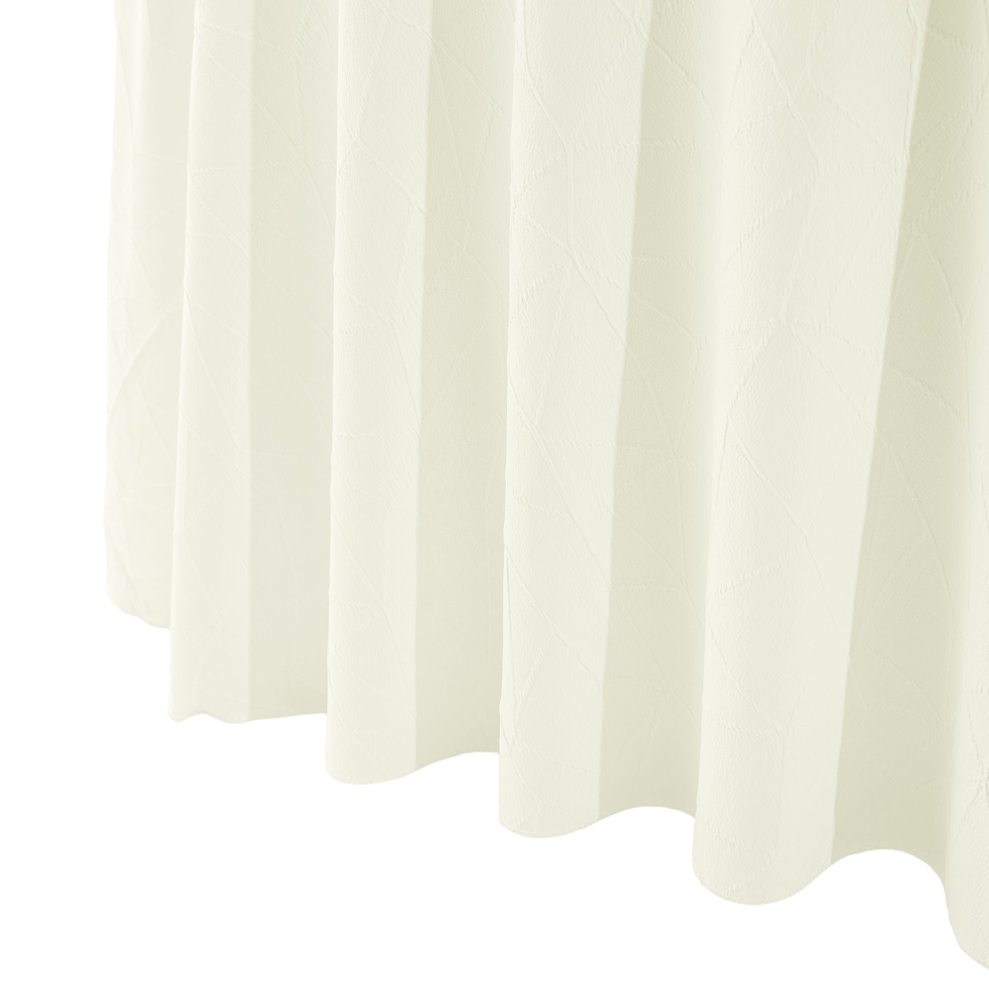 Embossed Geometric Jacquard 132" Round Tablecloth Ivory fabric hang
