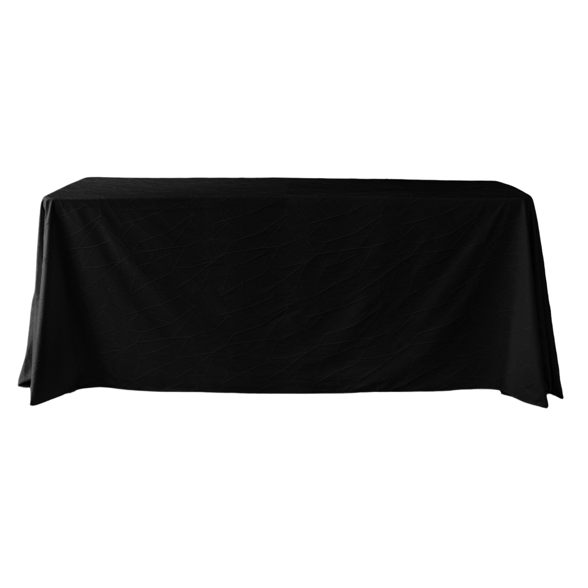 Embossed Geometric Jacquard 90"x132" Rectangle Tablecloth Black front view
