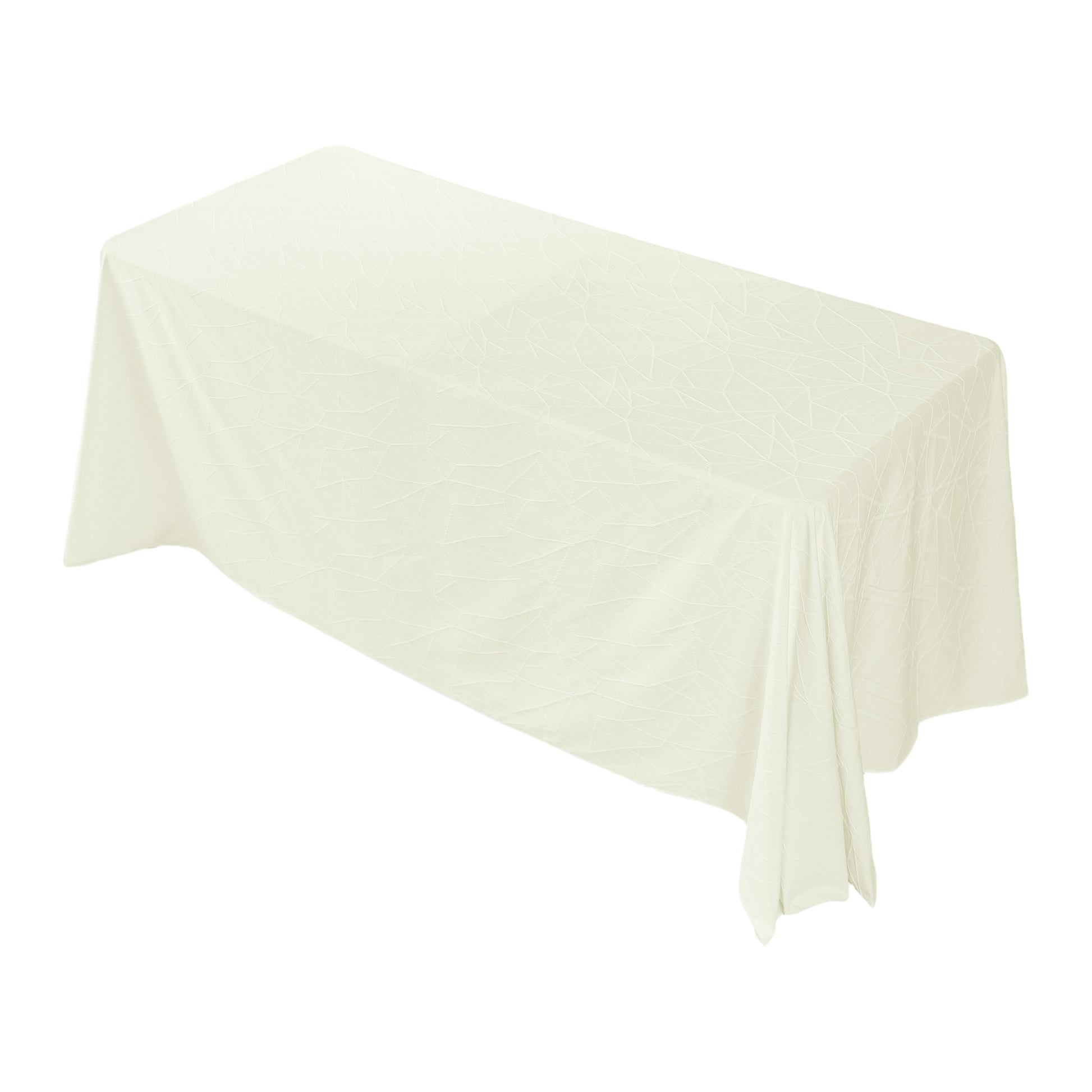 Embossed Geometric Jacquard 90"x132" Rectangle Tablceloth Ivory top view