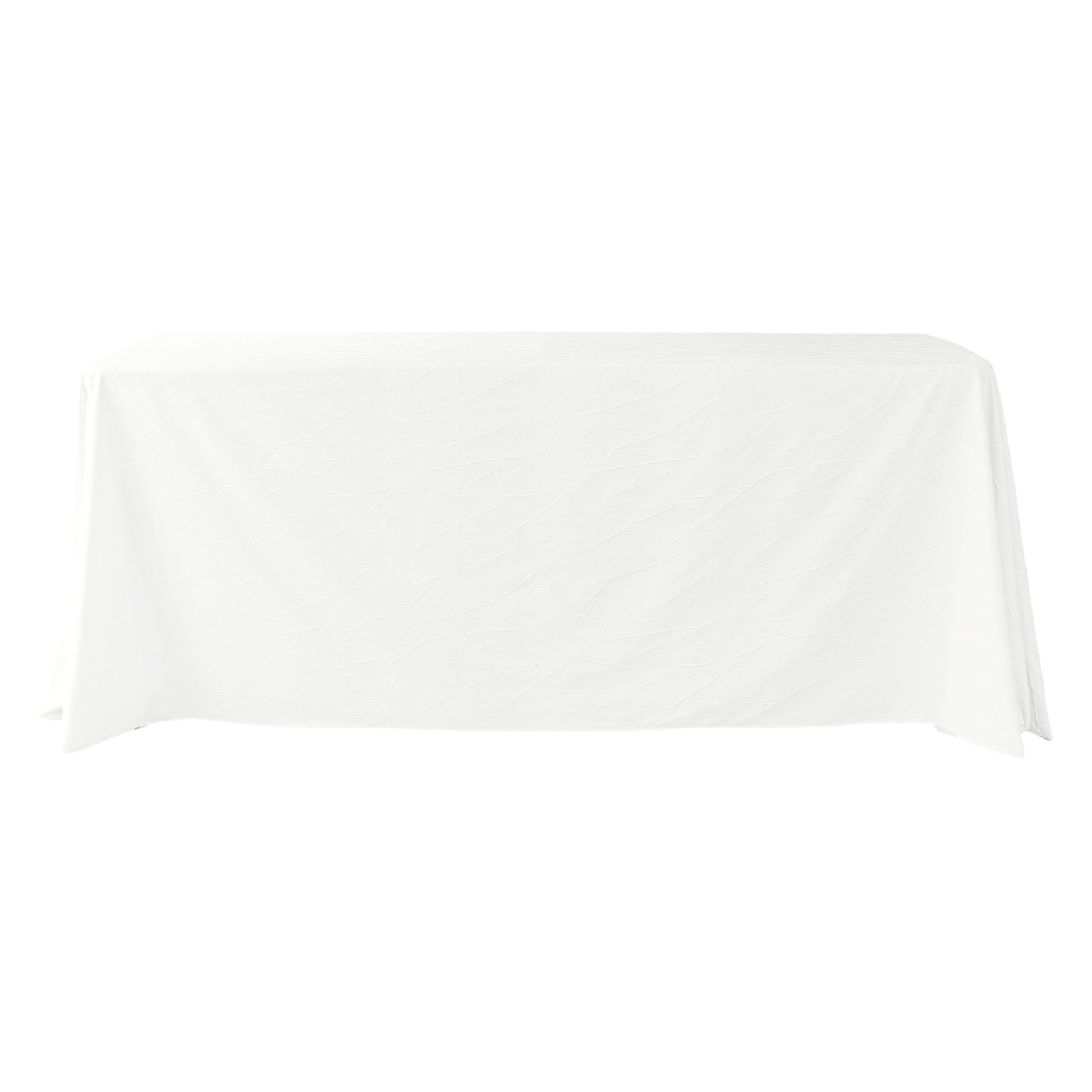Embossed Geometric Jacquard 90"x132" Rectangle Tablceloth Light Ivory/Off White front view