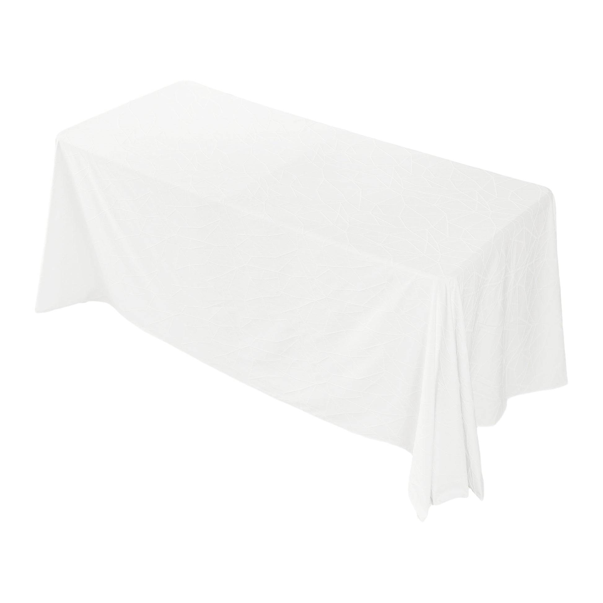 Embossed Geometric Jacquard 90"x132" Rectangle Tablceloth Light Ivory/Off White top view
