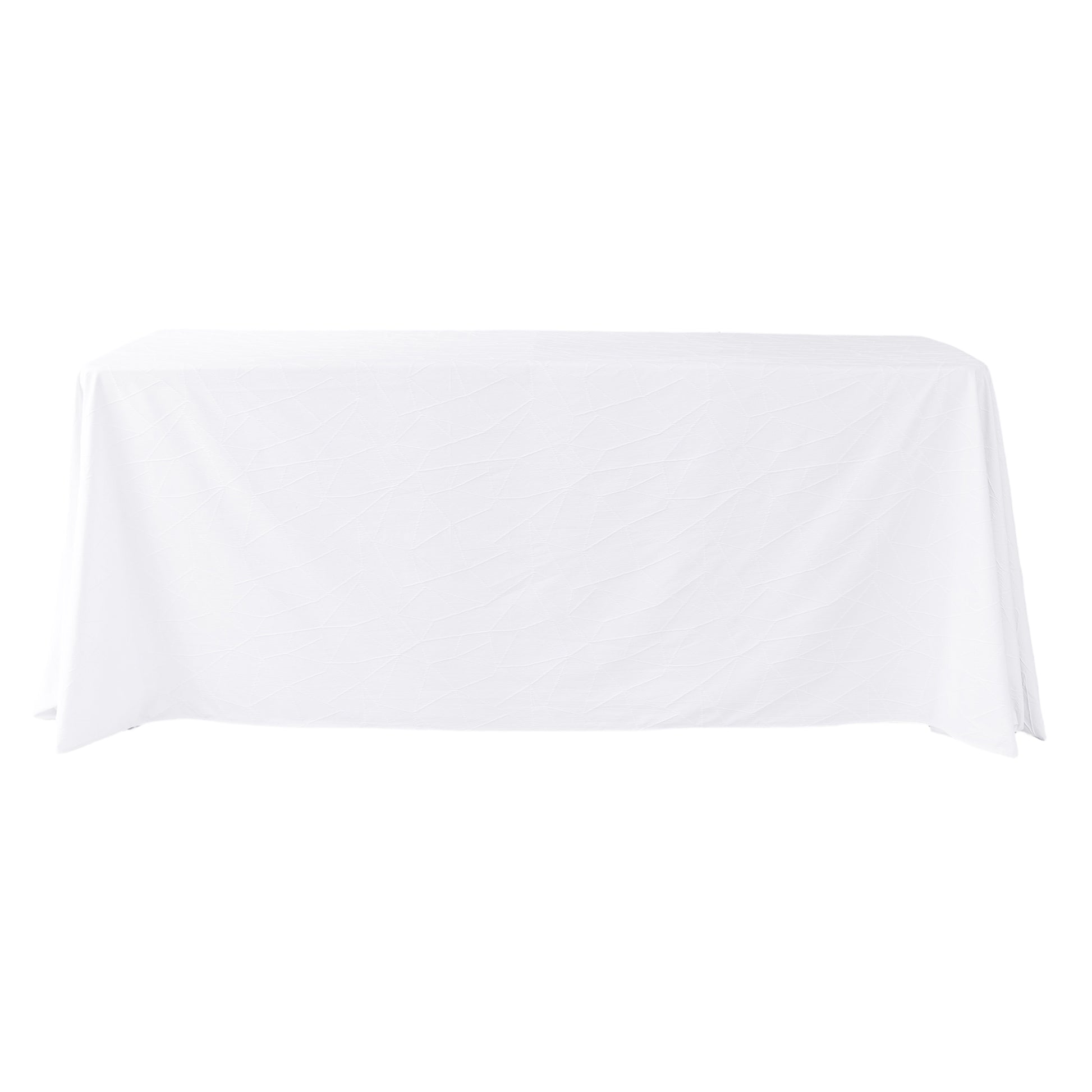 Embossed Geometric Jacquard 90"x132" Rectangle Tablceloth White front view