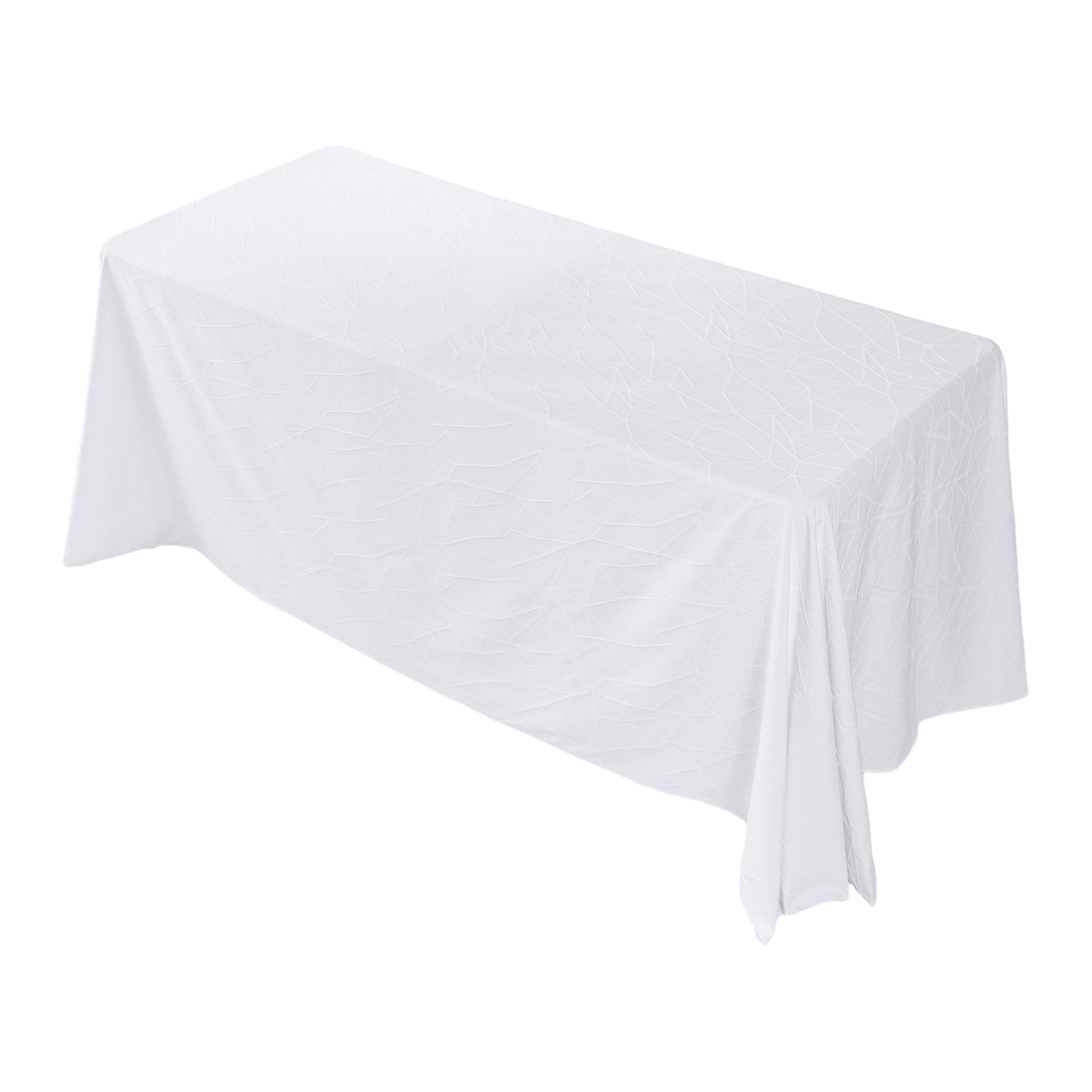 Embossed Geometric Jacquard 90"x132" Rectangle Tablceloth White top view