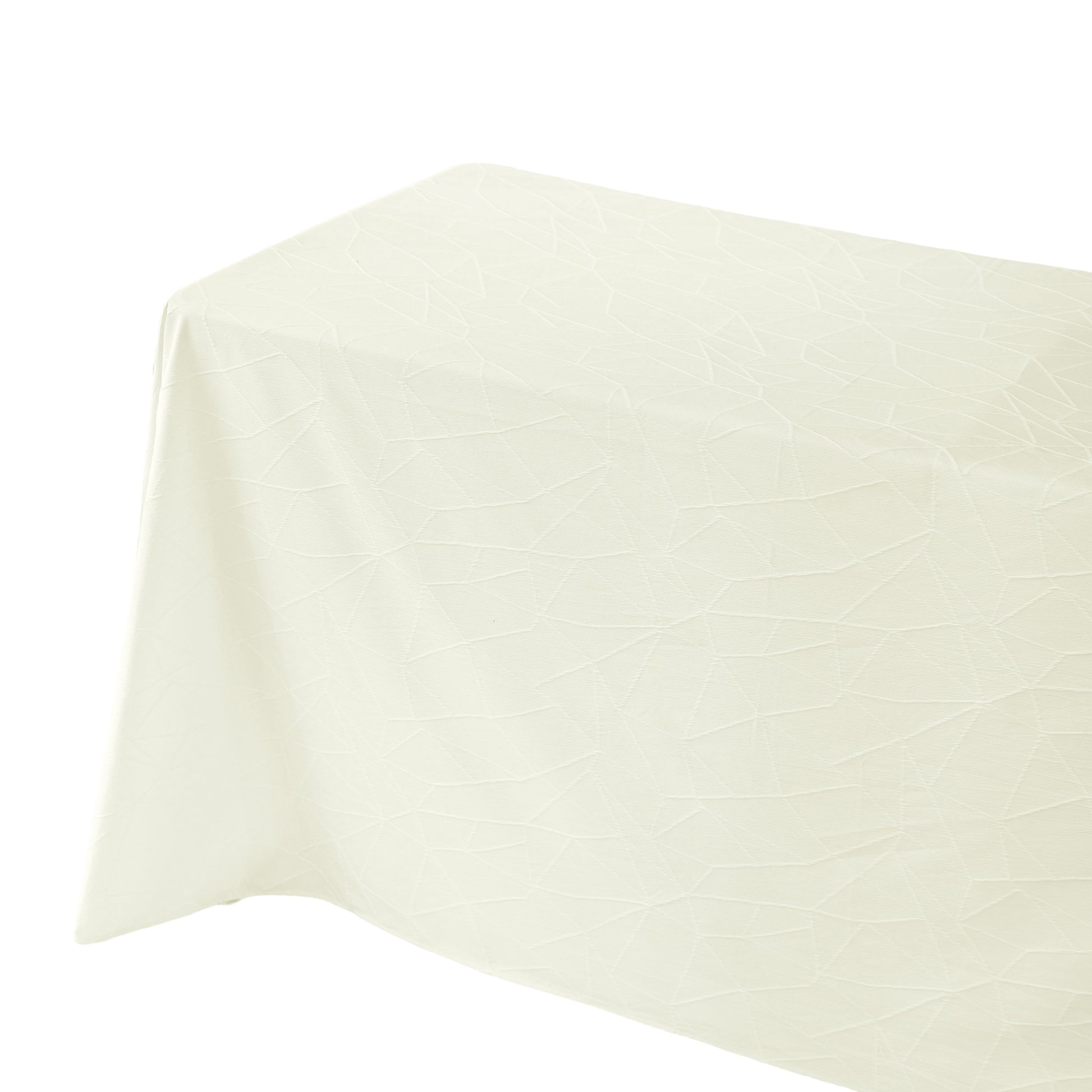 Embossed Geometric Jacquard 90"x156" Rectangle Tablecloth Ivory corner view