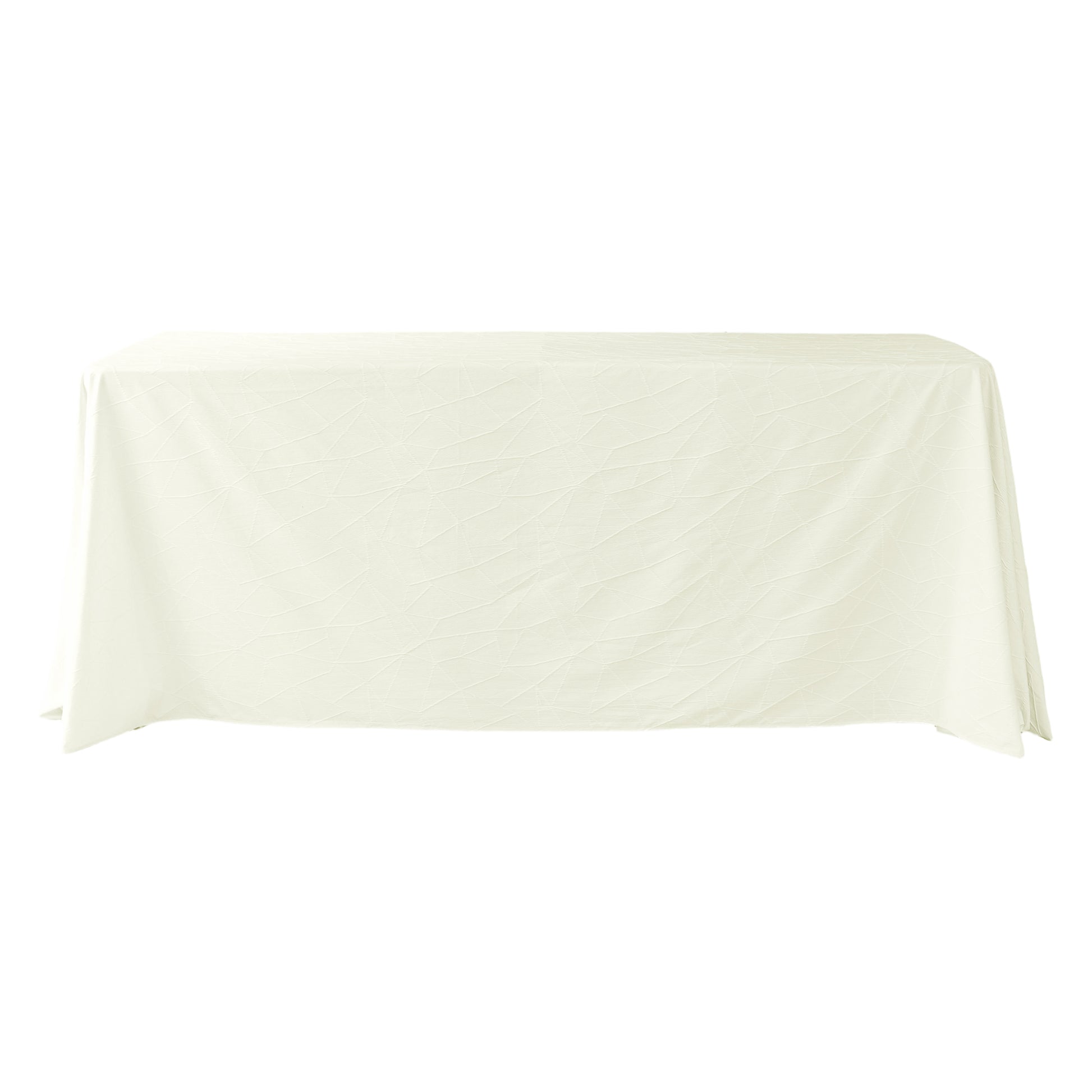 Embossed Geometric Jacquard 90"x156" Rectangle Tablecloth Ivory front view