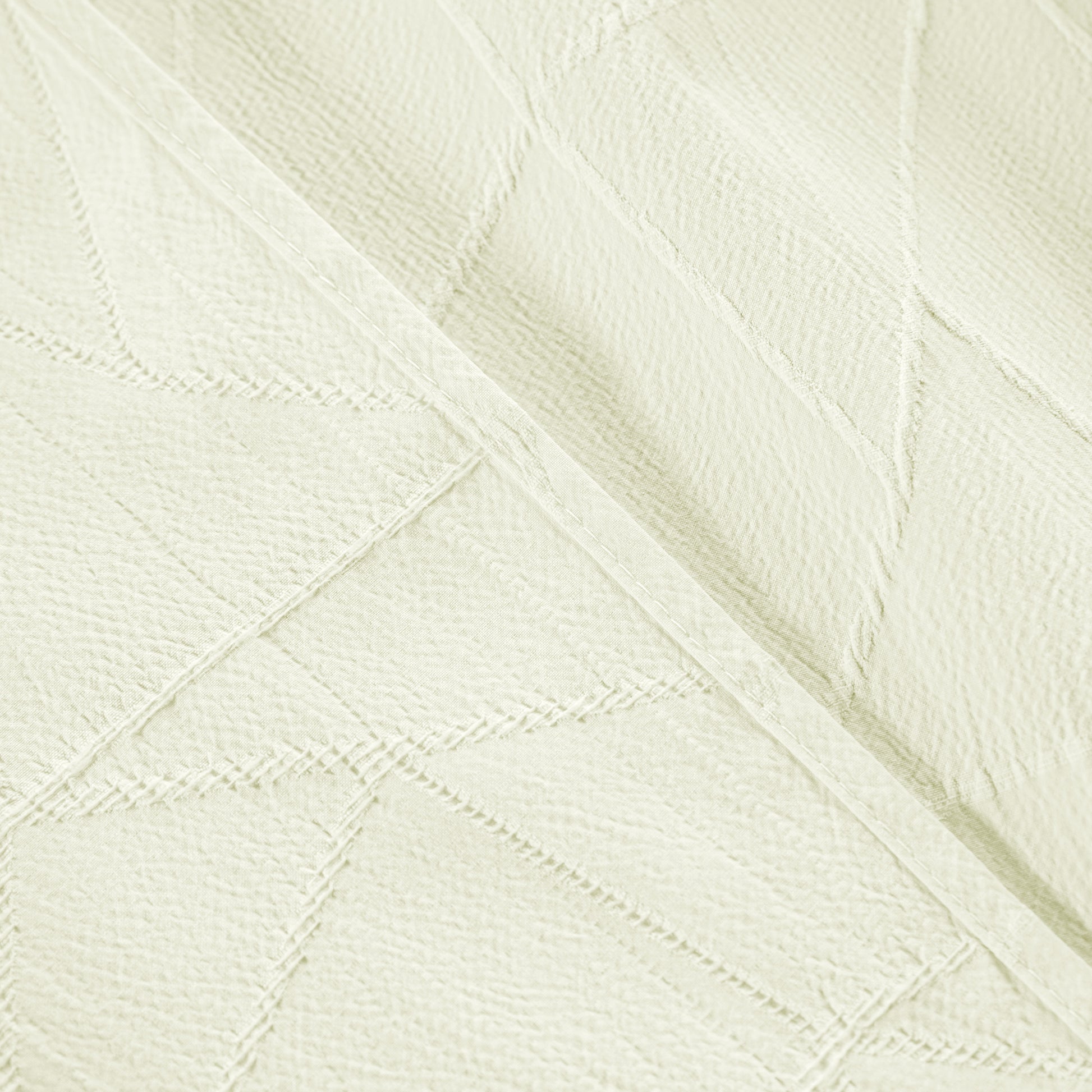 Embossed Geometric Jacquard 90"x156" Rectangle Tablecloth Ivory hemmed edge finish