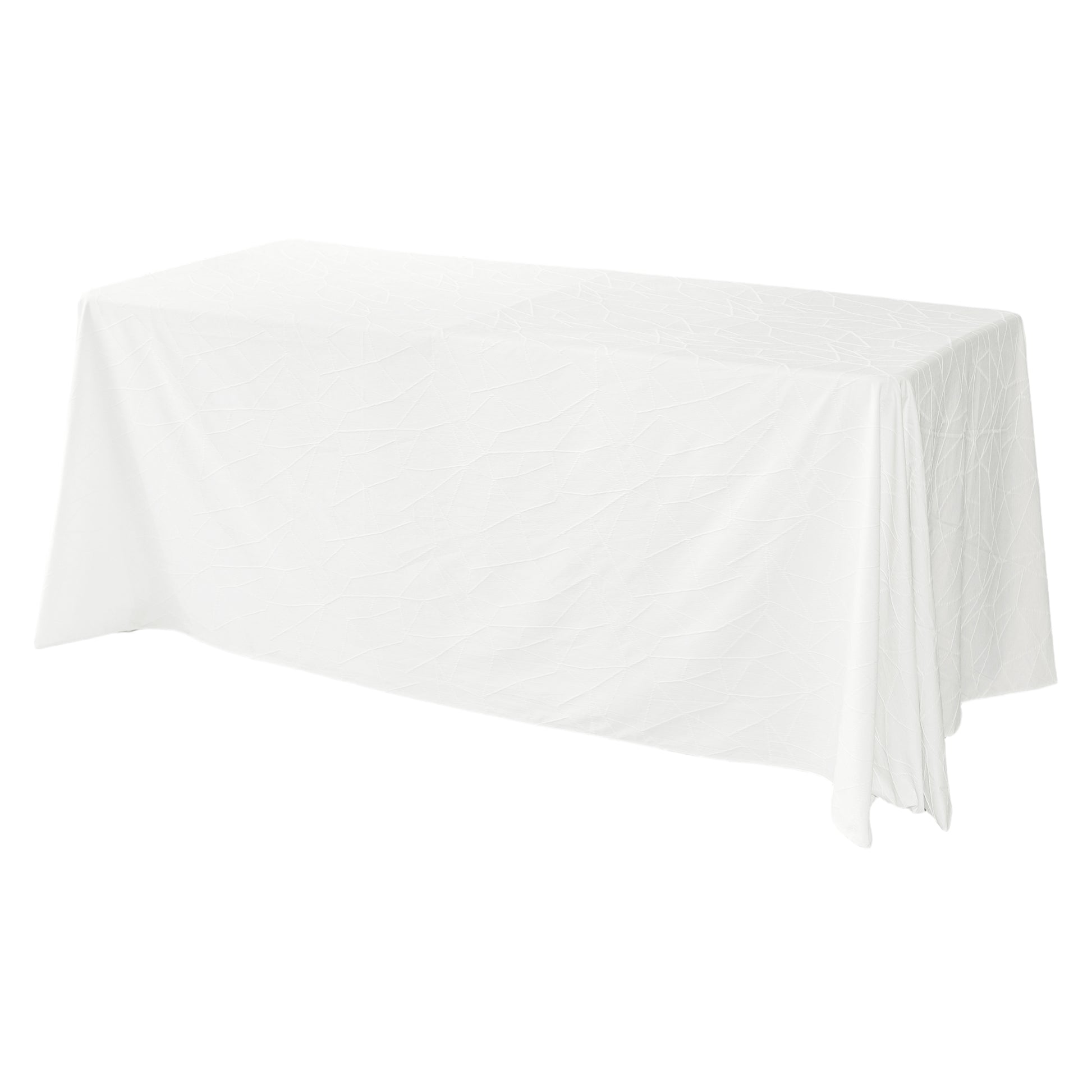 Embossed Geometric Jacquard 90"x156" Rectangle Tablecloth - Light Ivory/Off White angled view