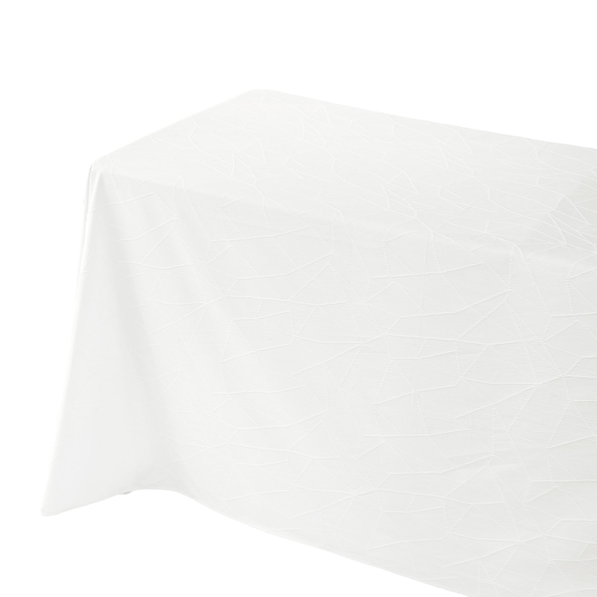 Embossed Geometric Jacquard 90"x156" Rectangle Tablecloth - Light Ivory/Off White edge view