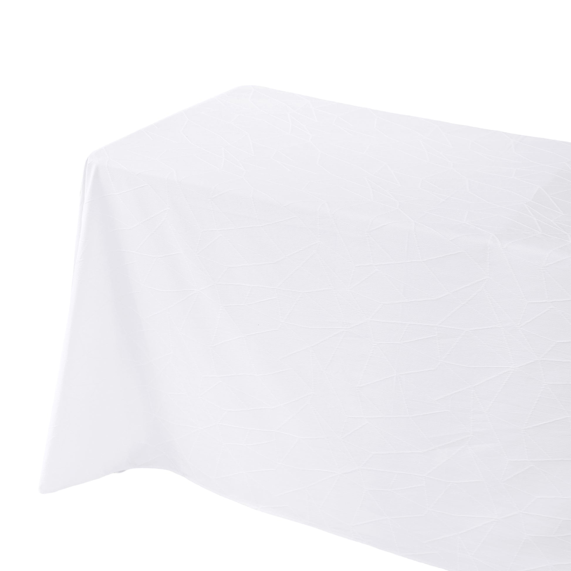 Embossed Geometric Jacquard 90"x156" Rectangle Tablecloth White end view