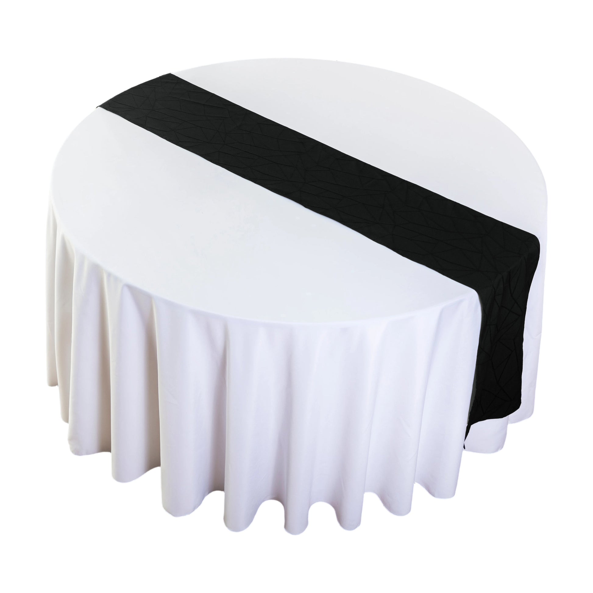 Embossed Geometric Jacquard Table Runner Black overview