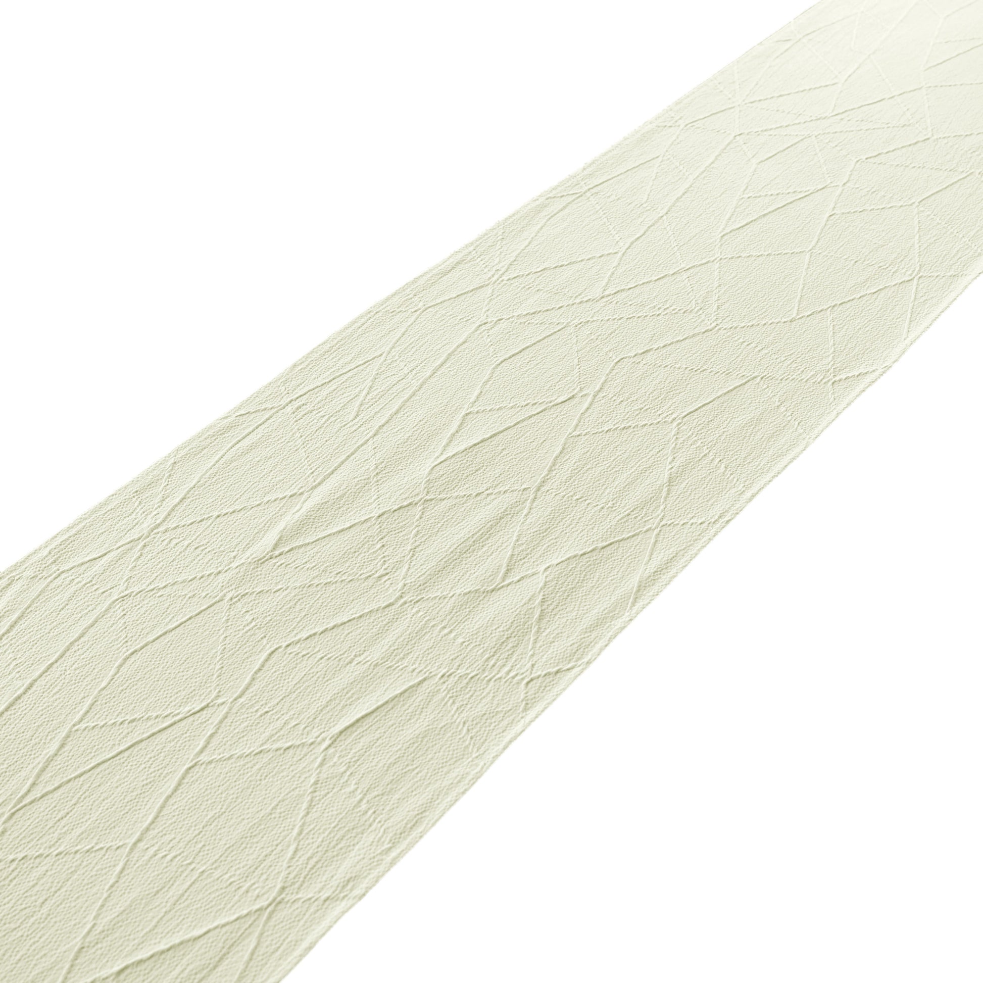 Embossed Geometric Jacquard Table Runner Ivory overview of geometric pattern