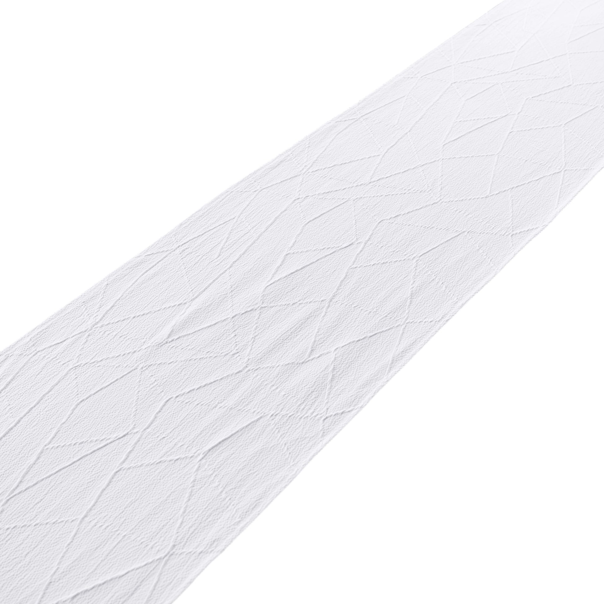 Embossed Geometric Jacquard Table Runner White overview of geometric pattern