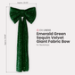Sequin Velvet Giant Fabric Bow for Backdrop Emerald Green infographic