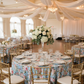 indoor luxury wedding reception with English Garden Floral 120" Round Tablecloth