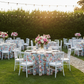 outdoor wedding reception with English Garden Floral 120" Round Tablecloth