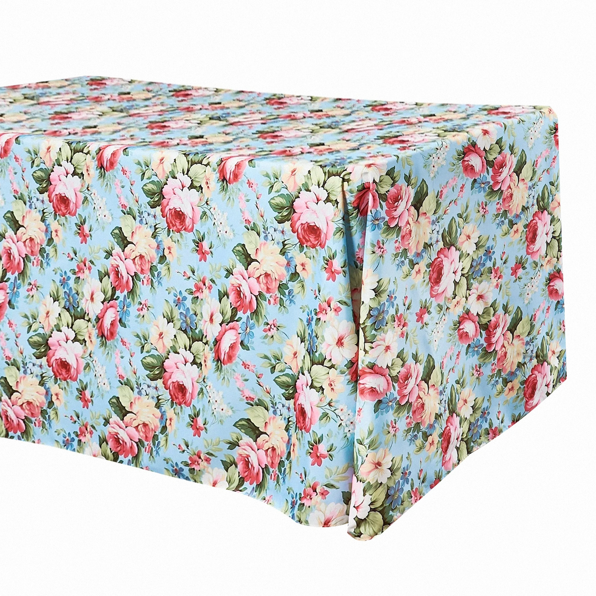English Garden Floral Rectangular 90"x156" Tablecloth close up